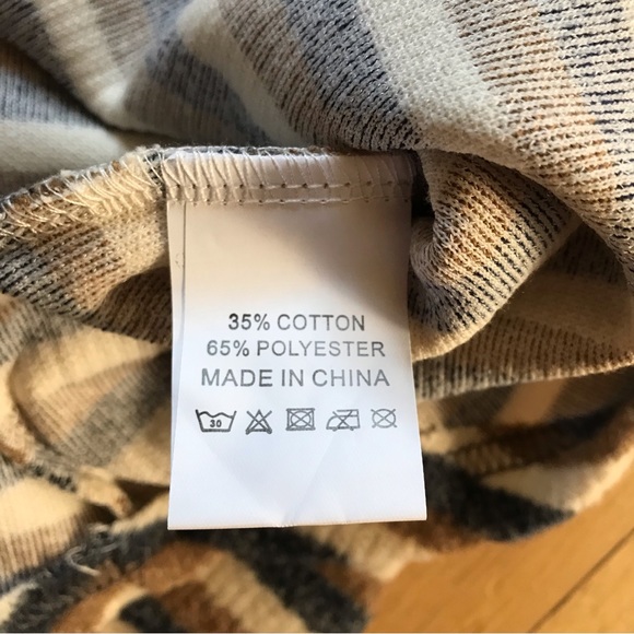 Amaryllis Soft Fleece Top Womens Plus Size 3X Tan Blue Long Sleeve V Neck Stripe - Picture 8 of 8